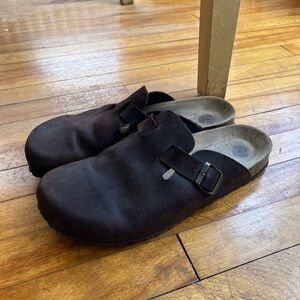 Bio Green Men’s Closed Toe Leather Clog Shoes Dark Brown Size 46